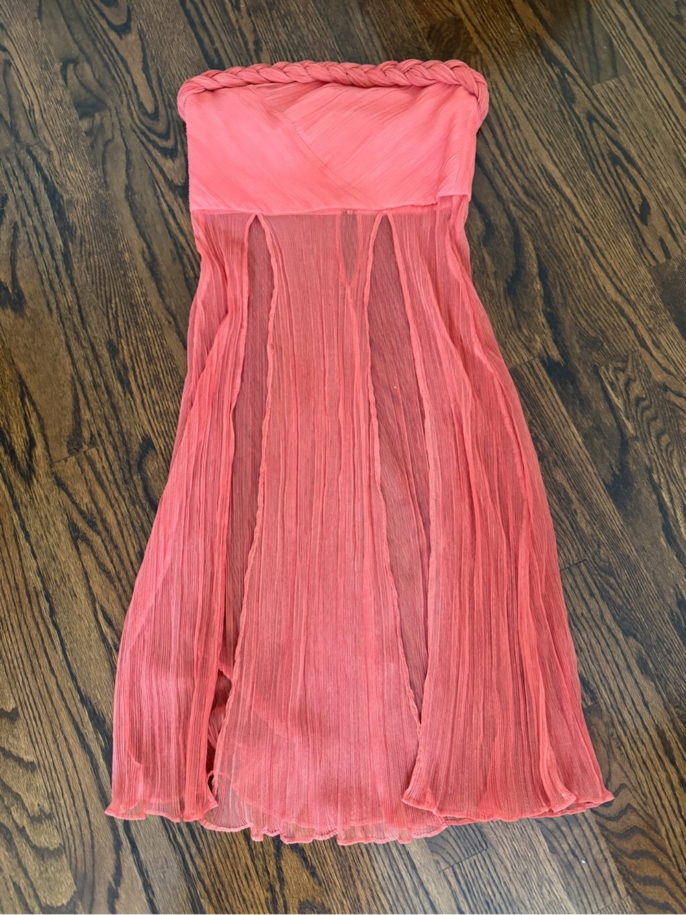 House of Harlow 1960 Coral Strapless Pleated Maxi Dress